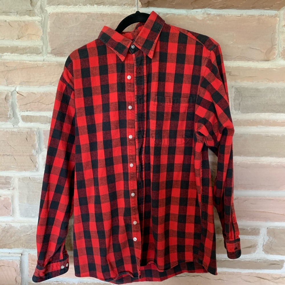 Vintage Plaid Red and Black Flannel